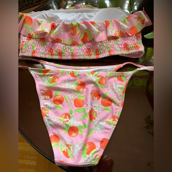 La La Swim Orange/Pink/Green Bikini in Size Large - Picture 3 of 3